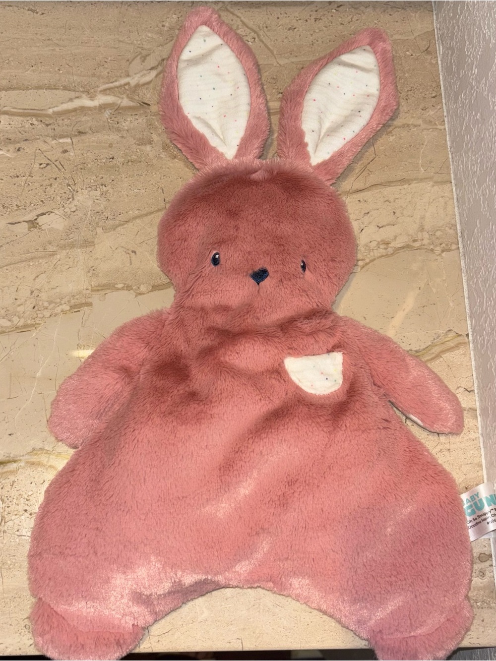GUND Baby Oh So Snuggly Bunny Lovey Pink One Size Newborn Blanket 18” SOFT EUC